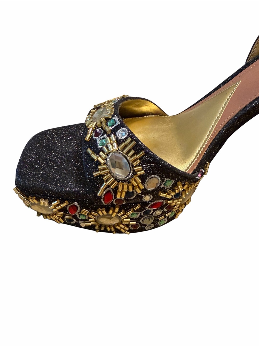Jeweled Glitter Platform Block Heels Party Prom Wedding Gianni Bini NWOB - Picture 8 of 10